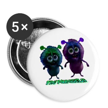 Mumzel Erdnuss und Chuck - Buttons groß 56 mm (5er Pack) - Weiß - Vorne