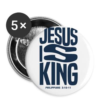 Jesus is King - Buttons large 2.2''/56 mm (5-pack) - white - Front