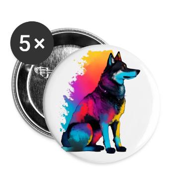 A dog wolf silhoutte colorful.beautiful dog wolf png - Buttons large 2.2''/56 mm (5-pack) - white - Front