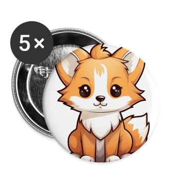 Fox Anime - Buttons large 2.2''/56 mm (5-pack) - white - Front