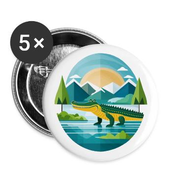 Crocodile Illustration - Buttons large 2.2''/56 mm (5-pack) - white - Front