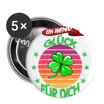 Liebe Freunde Familie Partner Glück Spaß Leben süß - Buttons groß 56 mm (5er Pack) - Weiß - Vorne