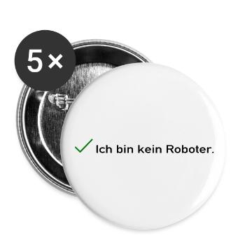 Ich bin kein Roboter - Buttons groß 56 mm (5er Pack) - Weiß - Vorne