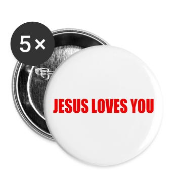 Jesus loves you - Buttons groß 56 mm (5er Pack) - Weiß - Vorne
