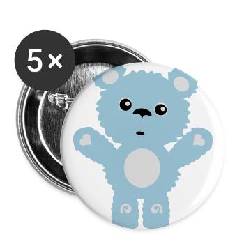 Teddybär - Buttons groß 56 mm (5er Pack) - Weiß - Vorne
