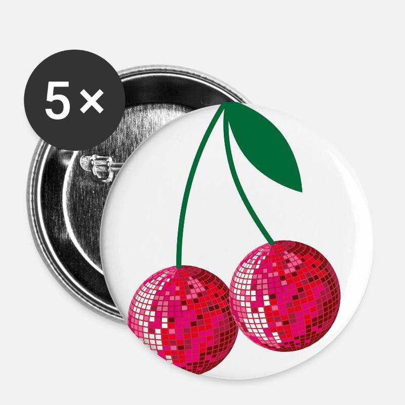 disco cherries - Buttons large 2.2''/56 mm (5-pack) - white