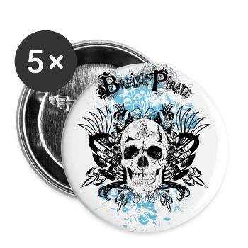 breizh pirate tete de mort crane skull marque - Lot de 5 grands badges (56 mm) - blanc - Devant