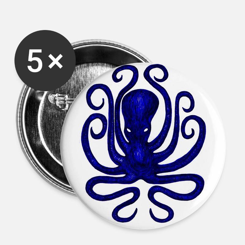 Squid - Octopus - Buttons large 2.2''/56 mm (5-pack) - white