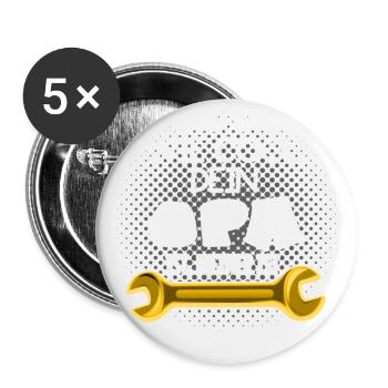 Mein Opa ist Mechaniker - Buttons groß 56 mm (5er Pack) - Weiß - Vorne