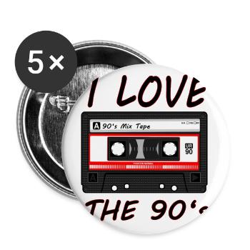 J'aime les années 90, 90 90 pour de, danse, musique, années nonante - Lot de 5 grands badges (56 mm) - blanc - Devant