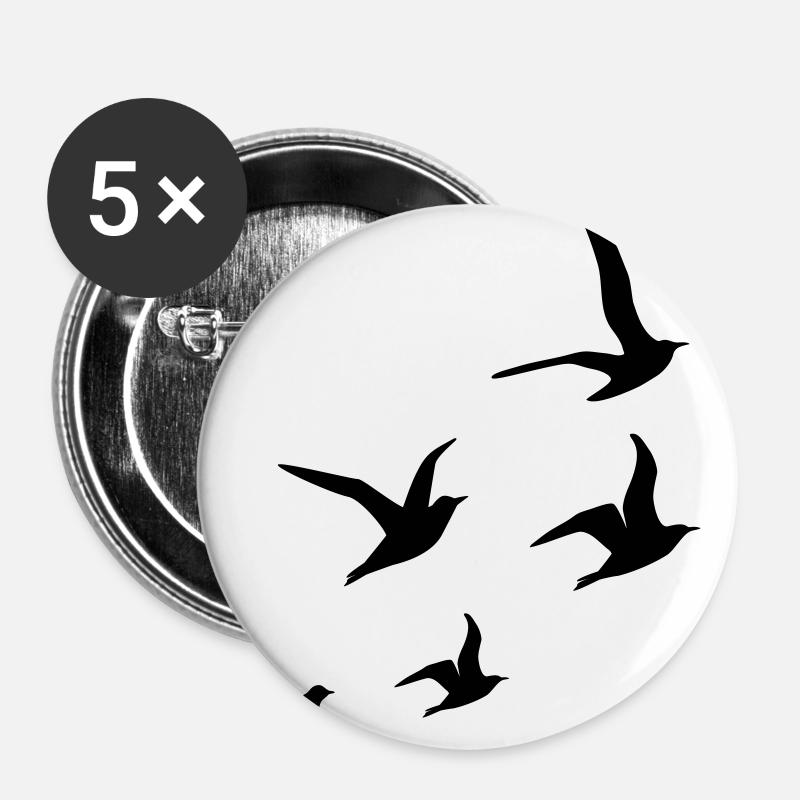 Flying Swallows - Buttons large 2.2''/56 mm (5-pack) - white