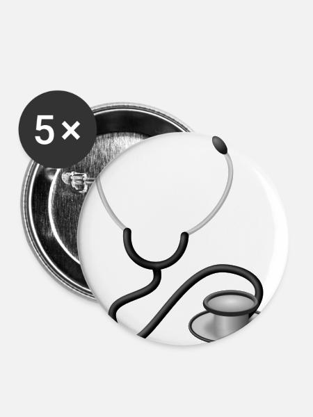 Arzt - Buttons groß 56 mm (5er Pack) - Weiß
