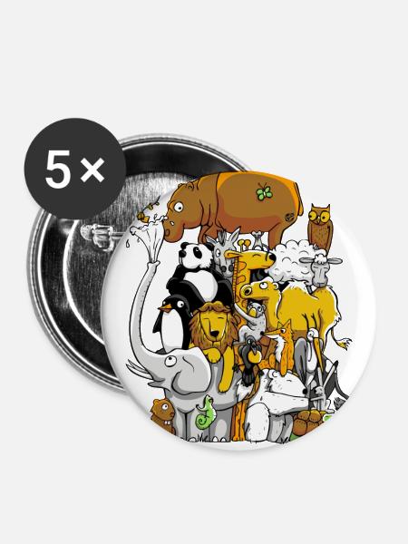 Wildes Leben - Buttons groß 56 mm (5er Pack) - Weiß
