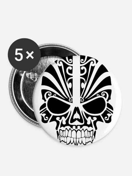 mad skull - Buttons groß 56 mm (5er Pack) - Weiß