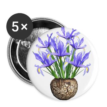 flowers lilies tulips orchids sunflower dahlia ger - Buttons large 2.2''/56 mm (5-pack) - white - Front