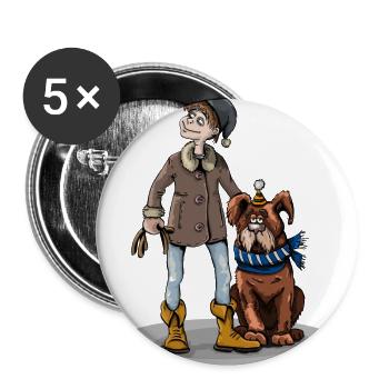 chien chien animal animal animal - Lot de 5 grands badges (56 mm) - blanc - Devant