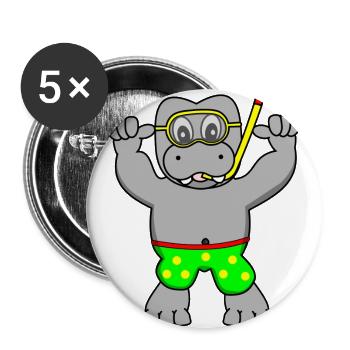 diving snorkeling diver diver snorkeling dive - Buttons large 2.2''/56 mm (5-pack) - white - Front