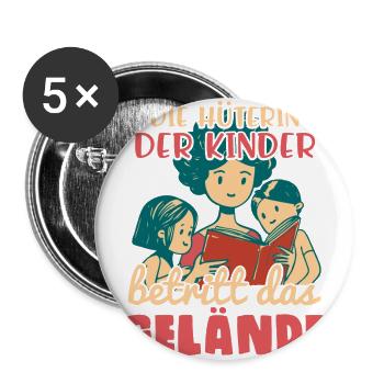 ERZIEHERIN / OMA / TANTE / KINDER - Buttons groß 56 mm (5er Pack) - Weiß - Vorne