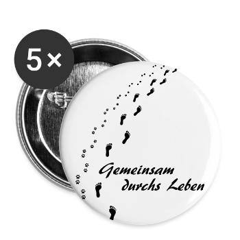 Gemeinsam durchs Leben (schwarz) - Buttons groß 56 mm (5er Pack) - Weiß - Vorne