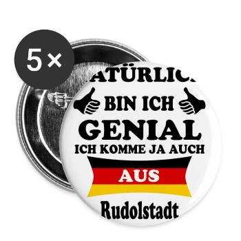 Geschenk Genial komme aus Rudolstadt - Buttons groß 56 mm (5er Pack) - Weiß - Vorne