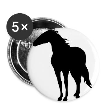 chevaux - Lot de 5 grands badges (56 mm) - blanc - Devant