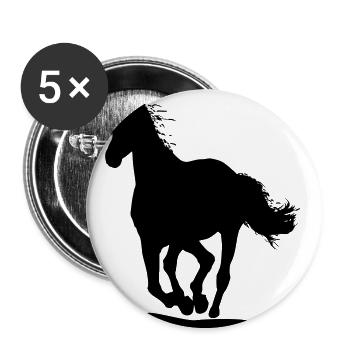 Running Horse - Lot de 5 grands badges (56 mm) - blanc - Devant