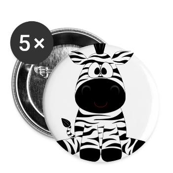 zèbre - Lot de 5 grands badges (56 mm) - blanc - Devant
