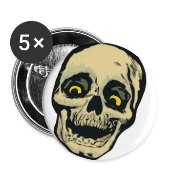 Crâne cadeau bande dessinée - Lot de 5 grands badges (56 mm) - blanc - Devant
