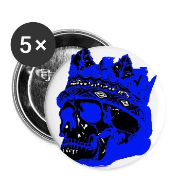 Totenkopf mit Krone - Buttons groß 56 mm (5er Pack) - Weiß - Vorne
