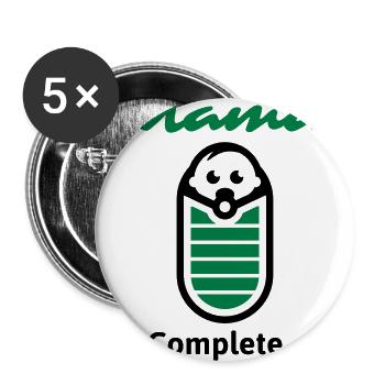 Mama Complete... - Buttons groß 56 mm (5er Pack) - Weiß - Vorne