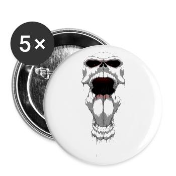 skull - Buttons large 2.2''/56 mm (5-pack) - white - Front