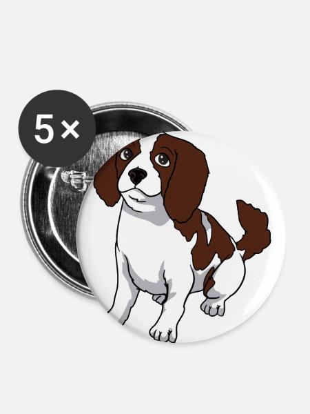Cavalier King Charles Spaniel Hund - Buttons groß 56 mm (5er Pack) - Weiß