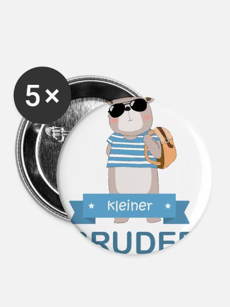 kleiner Bruder Bär - Buttons groß 56 mm (5er Pack) - Weiß