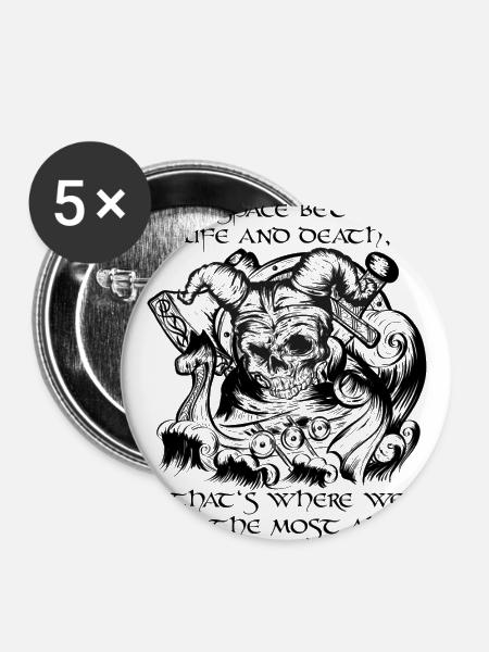 Old Viking - Buttons groß 56 mm (5er Pack) - Weiß