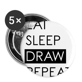 EAT SLEEP DRAW REPEAT - Das Leben der Kreativen - Buttons groß 56 mm (5er Pack) - Weiß - Vorne