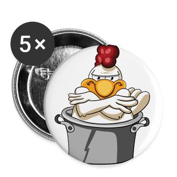 Chicken rooster poultry - Buttons large 2.2''/56 mm (5-pack) - white - Front