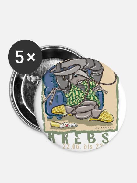 Sternzeichen-Krebs - Buttons groß 56 mm (5er Pack) - Weiß