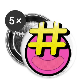 hashtag smile - Buttons large 2.2''/56 mm (5-pack) - white - Front