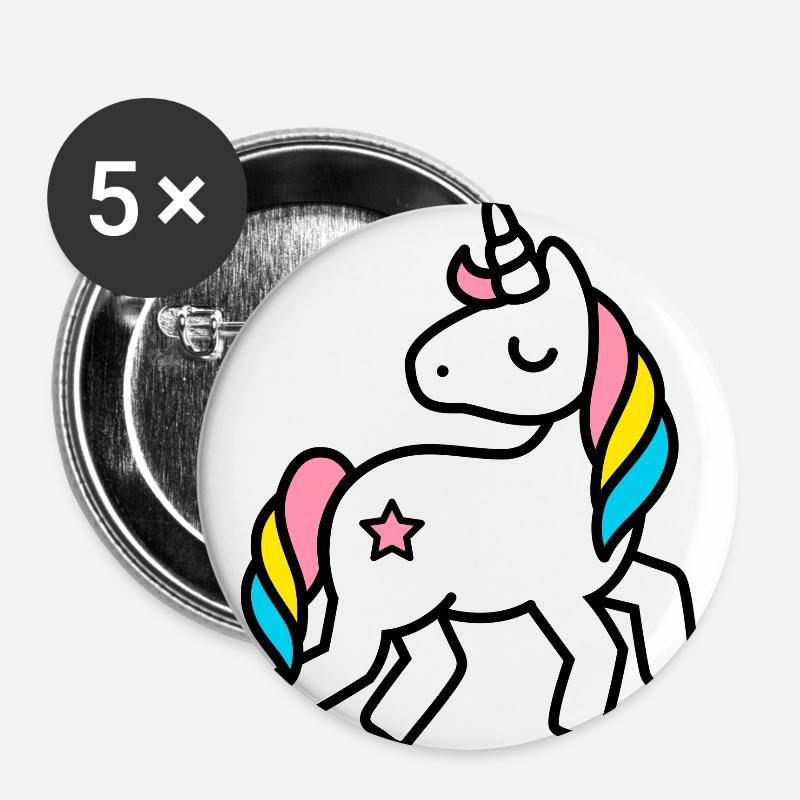 unicorn - Buttons large 2.2''/56 mm (5-pack) - white