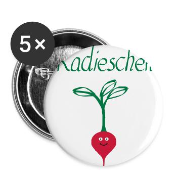 Radieschen 3 - Buttons groß 56 mm (5er Pack) - Weiß - Vorne
