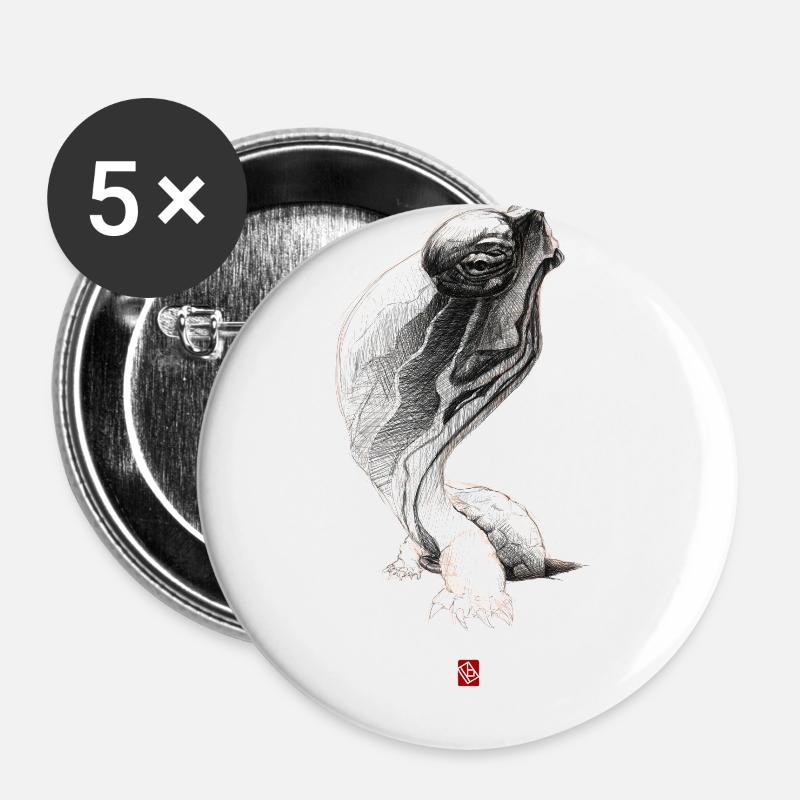 Sketchy Turtle - Buttons large 2.2''/56 mm (5-pack) - white