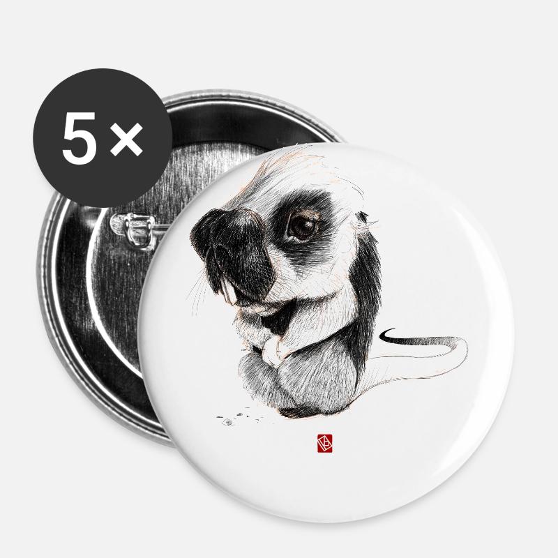 Nagetier Sketchy - Buttons groß 56 mm (5er Pack) - Weiß