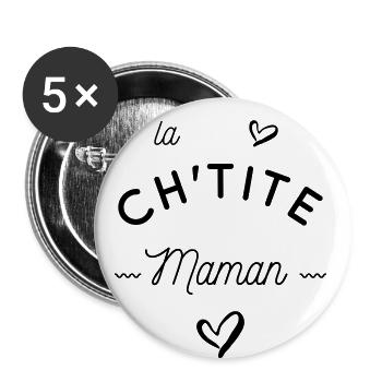 La ch'tite maman - Lot de 5 grands badges (56 mm) - blanc - Devant