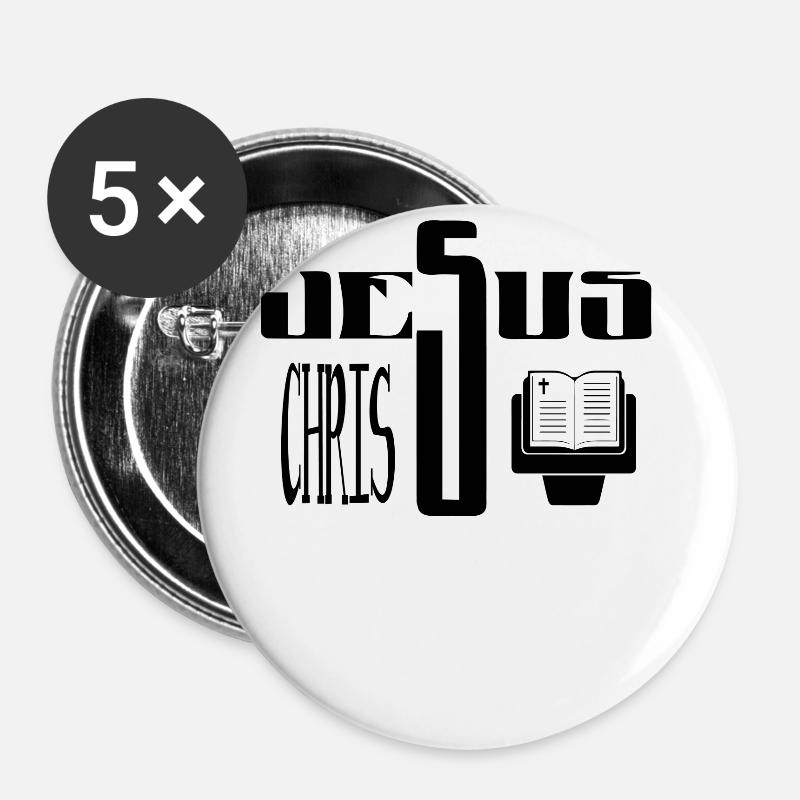 Christian - Buttons large 2.2''/56 mm (5-pack) - white