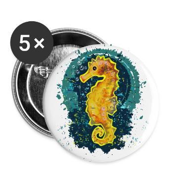 Happy seahorse - Buttons large 2.2''/56 mm (5-pack) - white - Front