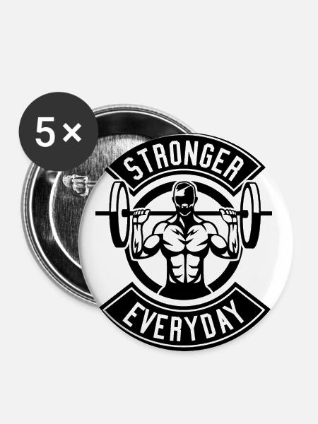 Stronger Than All - Buttons groß 56 mm (5er Pack) - Weiß
