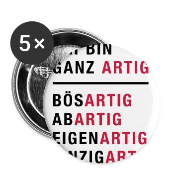 Spruch, Ich bin ganz artig - Buttons groß 56 mm (5er Pack) - Weiß - Vorne