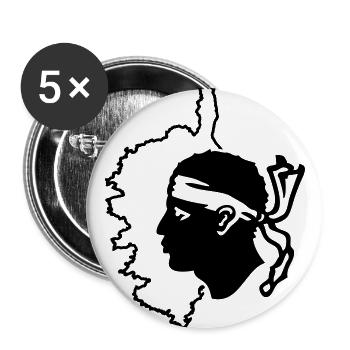 Corsica map and flag - Buttons large 2.2''/56 mm (5-pack) - white - Front