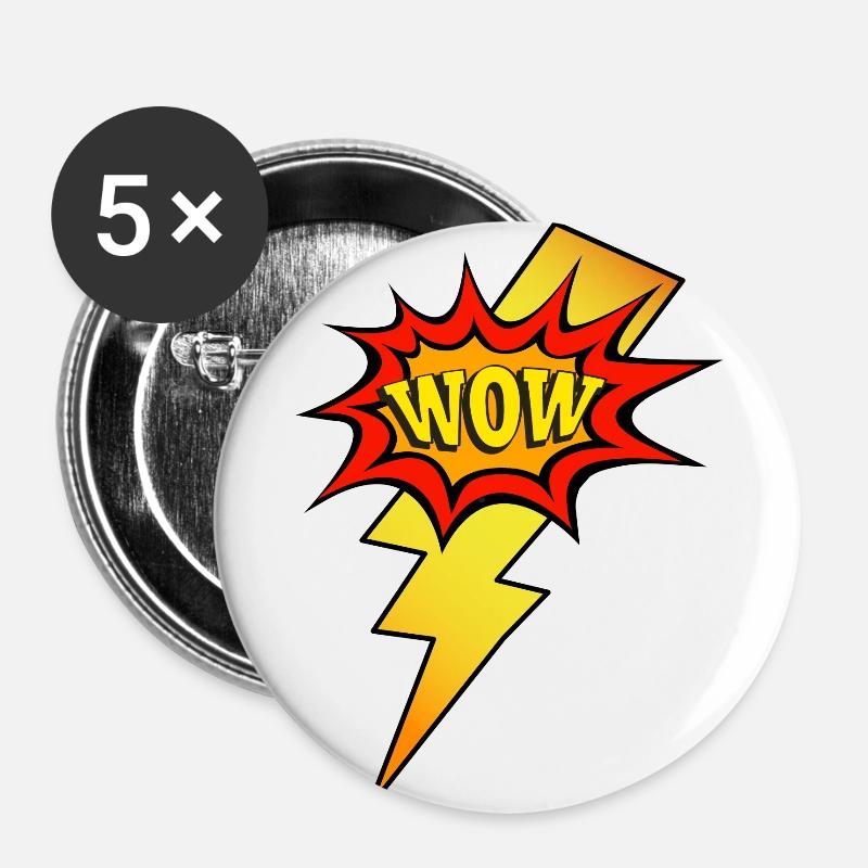 Popart Blitz and WOW - Buttons large 2.2''/56 mm (5-pack) - white