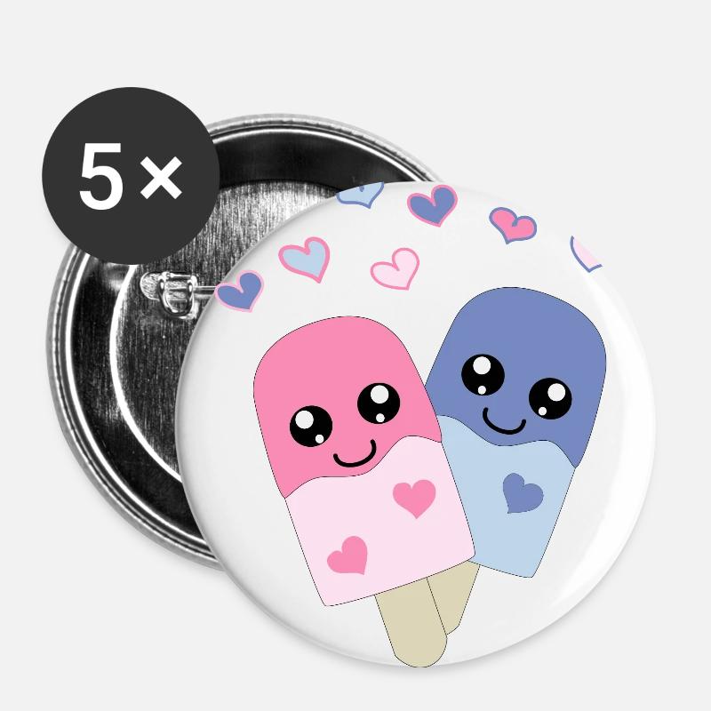 cute ice cream in style - Buttons large 2.2''/56 mm (5-pack) - white